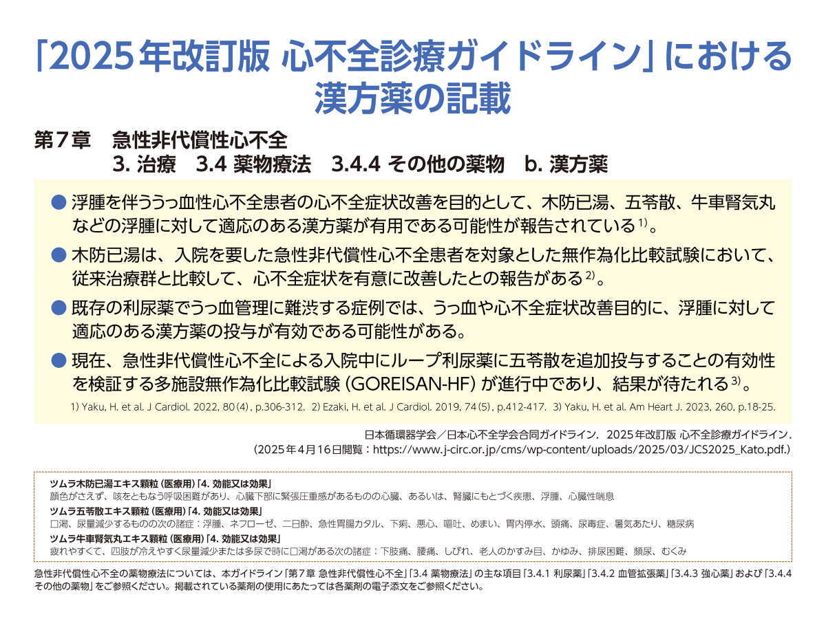心不全診療ガイドラインと漢方薬 | ツムラ医療関係者向けサイト | 株式
