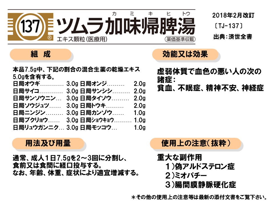 加味帰脾湯の漢方医学的処方解説 | ツムラ医療関係者向けサイト | 株式会社ツムラ