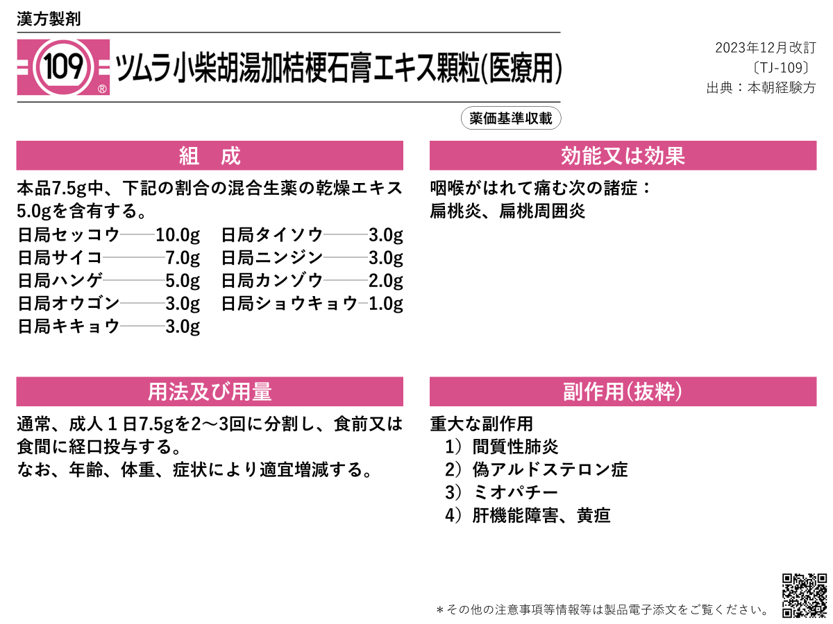 小柴 胡 湯加 桔梗 石膏